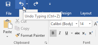 دستور Undo در ورد 2016