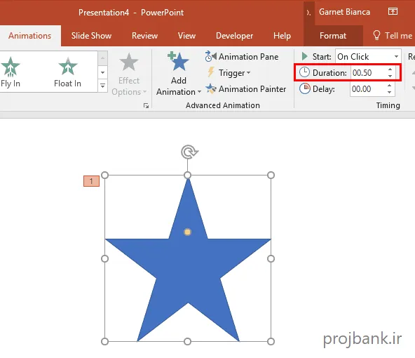 آموزش تغییر زمان و سرعت انیمیشن در پاورپوینت - بانک پروژه