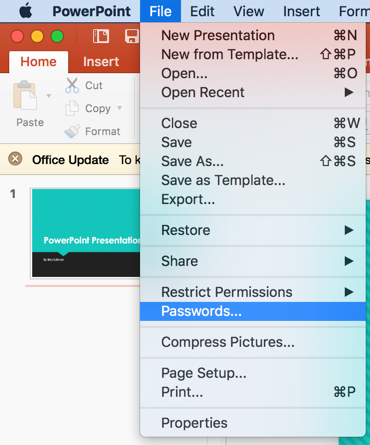رمزگذاری فایل پاورپوینت در Mac 1