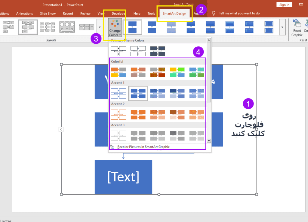 ایجاد یک فلوچارت در پاورپوینت 5