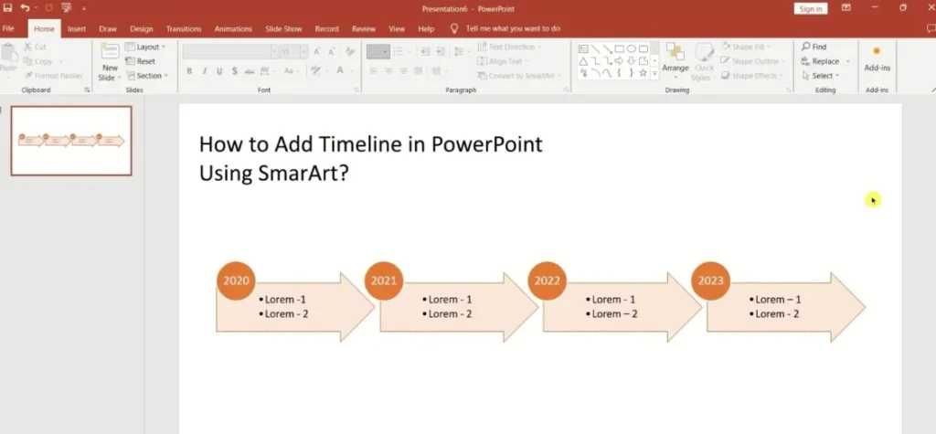 چگونه یک اسلاید تایم‌ لاین در پاورپوینت با استفاده از SmartArt بسازیم؟4